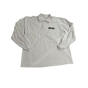 Strawberry Utility Long Sleeve Polo Shirt in White